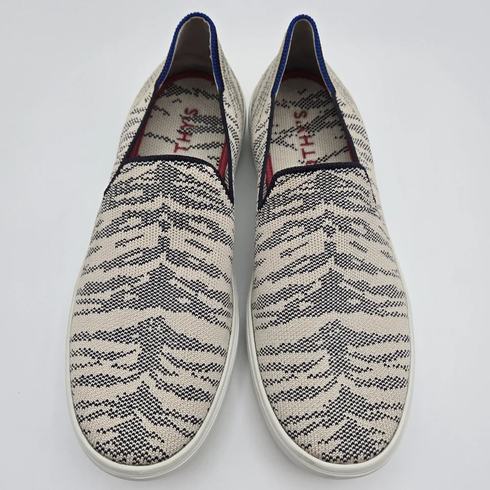 Rothy's The Sneaker Maritime Tiger Slip On Shoes Gray Stripe Women's Size 8.5